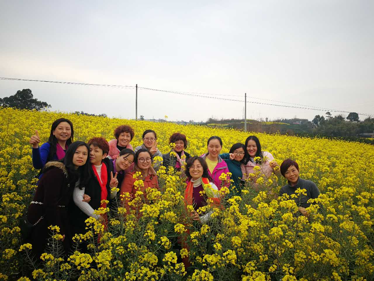 油菜花中合影